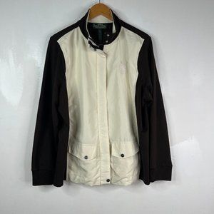 Lauren Active Ralph Lauren Jacket Womens Plus Sz 2X Brown White Full Zip